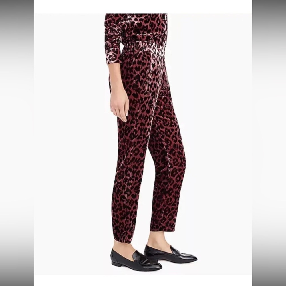 J.Crew Pull-On Easy Pant in Rose Leopard Velvet size 8 - Picture 3 of 12